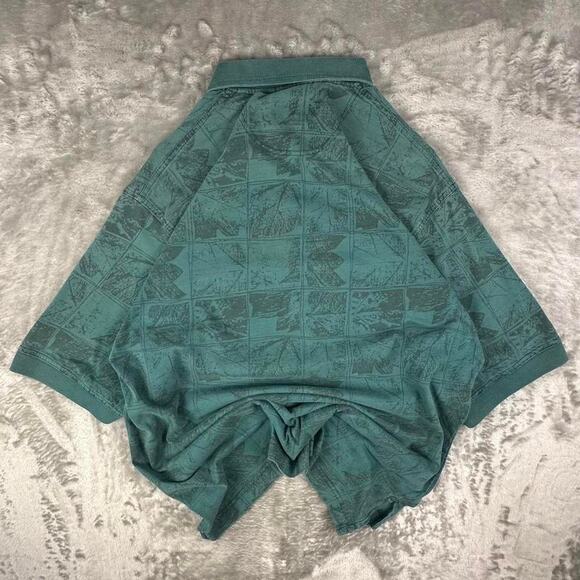 Vintage Jansport Green/Blue AOP Design Polo Shirt Size Large - Picture 2 of 6